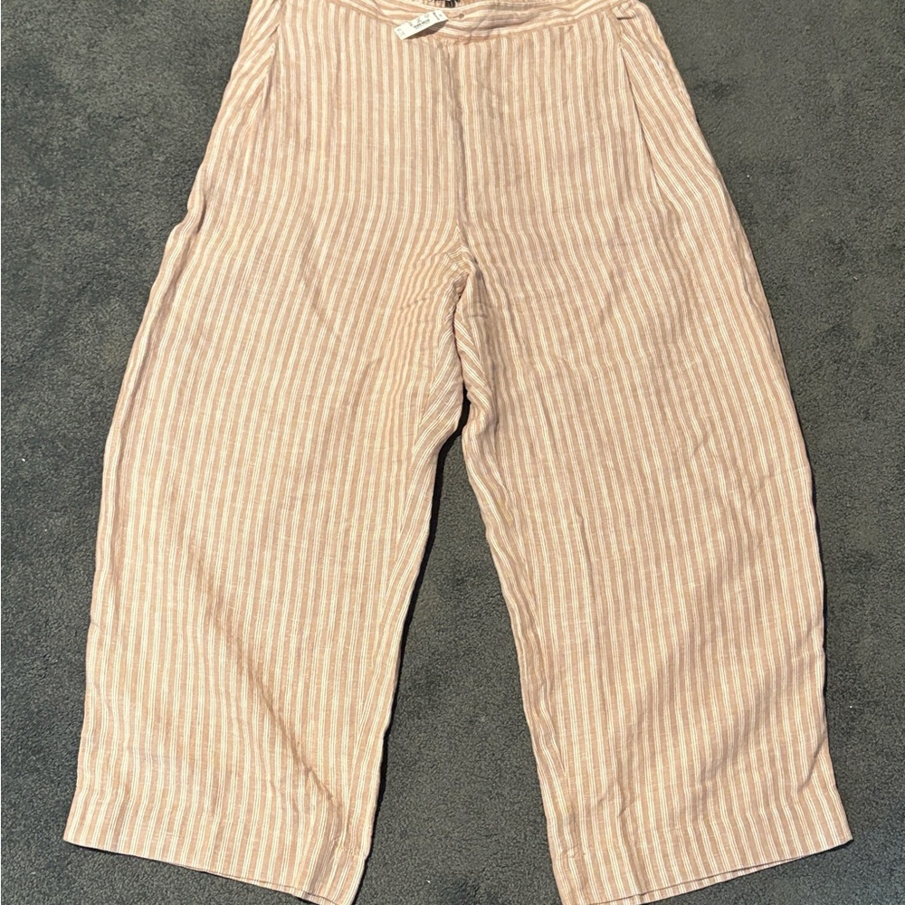 Madewell Tan Striped Pants